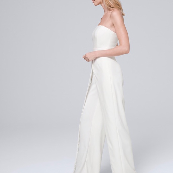 WHBM | White Strapless Split-leg Jumpsuit - Picture 3 of 5